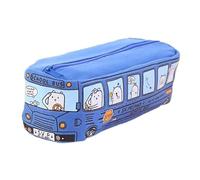 HONKERW Estuche pequeño Estuche Grande de Lona con Cremallera for lápices, Organizador de papelería, Suministros de Almacenamiento y organización, con Bonito Dibujo de autobús Urbano. Estuches(BLU)