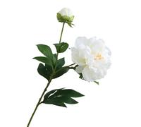 HONKERW Flores Artificiales Peonía Artificial, 3 uds., Flores de Seda Vintage, peonías Falsas con Tallos for decoración del hogar, arreglo de Ramo secas(Weiß)