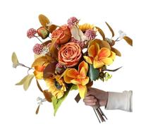HONKERW Flores Artificiales Ramo de Flores Artificiales Falsas for decoración, arreglos Florales de Seda for decoración rústica del hogar secas(Oranje)