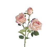 HONKERW Flores Artificiales Ramo de Rosas de 3 Cabezas for Boda, Flores Artificiales de Tacto Real for decoración del hogar, centros de Mesa de arreglo Floral secas(Rose)