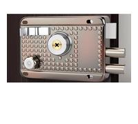 HONKERW manilla puerta Traditional Nightlatch Electro Brass Finish Standard Security Double Lock Cylinder Interlocking Locking Structure exterior(Left-opening with beveled edge)