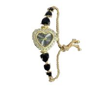 HONKERW Reloj de Pulsera 2 Relojes de Pulsera analógicos de Cuarzo con Forma de corazón y Diamantes for Mujer, un Regalo de Moda for Damas. Relojes(Noir)