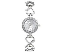 HONKERW Reloj de Pulsera Elegante Reloj Digital For Mujer, De Cuarzo, con Forma De Corazón Y Adornos De Diamantes De Imitación, Accesorio De Moda For La Muñeca. Relojes(Silver)