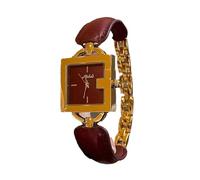 HONKERW Reloj de Pulsera Reloj clásico de Cuarzo Cuadrado con Correa de Cuero for Mujer, Resistente al Agua, cumpleaños o Vacaciones. Relojes(Rot)