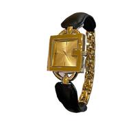 HONKERW Reloj de Pulsera Reloj clásico de Cuarzo Cuadrado con Correa de Cuero for Mujer, Resistente al Agua, cumpleaños o Vacaciones. Relojes(Black Gold)