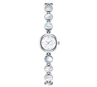 HONKERW Reloj de Pulsera Reloj de Pulsera Resistente al Agua Aurora con Conchas Naturales de Colores, Reloj Redondo de Cuarzo, Ideal for Novia y Esposa, Relojes(Silver)