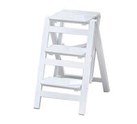 HONKERW Taburete Plegable Taburete De Escalera Portátil Multifuncional De Tres Escalones, Silla De Escalera Plegable De Madera, Adecuado For Cocina, Estudio Y Dormitorio. Escalera(Weiß)