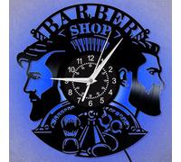 HONKKTHY Reloj de pared de barbero, regalo de vinilo, arte de vinilo, navaja y tijeras, reloj silencioso redondo de 12 pulgadas, decoración de peluquería para estilistas, propietarios de salones