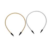 HONMEET 2 Piezas Diademas Metálicas Finas para Mujer y Niña Accesorios de Pelo Trenzados Cadenas Doradas y Plateadas para Fiestas