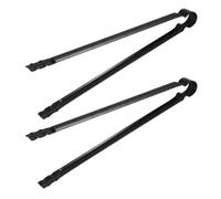 HONMEET 2 Piezas Tenazas para Carbón de Metal Negro, Mango Largo y Boca | Estructura Robusta de Hierro, Limpieza de Residuos y Orden de Madera, para Chimenea y Barbacoa