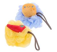 HONMEET 2piezas Bola De Baño Suave Elementos De Fruta Esponja Exfoliante Para Ducha y Baño Para Adultos y Niño Niña De Aleatorios
