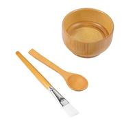 HONMEET 3 Piezas Cuencos de Bambú Natural para Mascarillas Faciales Kit Portátil y Reutilizable con Pincel y Cuchara Herramienta Ligera para Mezclar Mascarillas para Uso Casa y Viaje