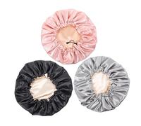 HONMEET 3 Piezas Gorro De Dormir y Gorro De Ducha De Satén Ajustable Cabello Anticaída Para Peinar El Cabello y Protegerlo Baño Noche