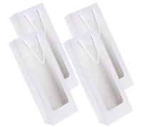 HONMEET 4 Bolsas de Vino de Papel Kraft con Ventana y Asas, Capacidad Razonable para Botellas, Diseño Elegante y Simple para Bodas y Fiestas Navideñas