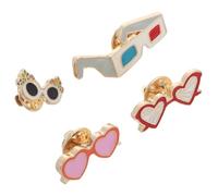 HONMEET 4 broches de bisutería estilo playa Hawái, diseño de gafas de sol de dibujos animados, aleación, para disfraces y decoración Varios estilos