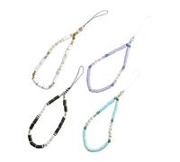 HONMEET 4 piezas Cadena para Teléfono Móvil de Cuentas de Arcilla Suave Colorida con Colgante Love Cuerda Antirrobo Decorativa para Mujer y Regalo Artesanal