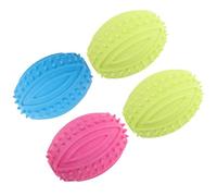HONMEET 4 Piezas Pelota de Rugby para Perros Pequeños de TPR Duradera y Resistente, Juguete Interactivo Alta Rebote para Masticar y Limpiar Dientes en Mascotas Color Aleatorio