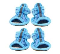 HONMEET 4 Piezas Sandalias para Mascotas Suela de Tendón de Vaca, Malla Transpirable y Antideslizante para Perros en Fiesta Verano, Talla 5 Azul Plantilla Aleatoria