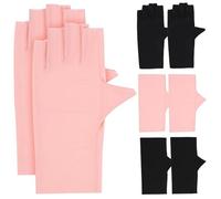 HONMEET 4pares Guantes De Manicura Antiv Uv De Guantes Sin Dedos Para Protección Uv Para Manicura y Diario Color Rosa y Negro