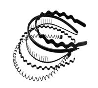 HONMEET 5 piezas Diadema Negra Ondulada para Mujer de Accesorios de Cabello Ajustables Diseño Simple y Único para Niñas y Damas