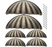 HONMEET 6 Pomos Dorados Antiguos Forma de Concha para Cajones de Cocina, Hechos de Aleación de Zinc, Fáciles de Usar Diseño Vintage para Muebles y Armarios