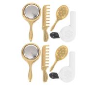 HONMEET 8 Piezas Mini Accesorios Baño Miniatura para Casa de Muñecas Juego Realista con Secador Cepillo Peine y Espejo Dorado para Decoración y Juego de rol