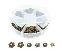 HONMEET Accesorios de Joyería de Aleación Forma de Flor, Tapa de Extremo de Metal para Collares Diy, Estructura Integral y Multiusos, Paquete de 180 Piezas Estilo Varios estilos