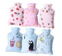 HONMEET Bolsas de Agua Caliente Mini 6 Piezas PVC Llenas de Agua para Manos y Pies Calentadores Portátiles para Invierno en Casa y Viajes Diseños Infantiles