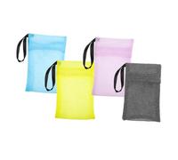 HONMEET Bolsas Para Jabón Exfoliante De Nylon 4 Unidades Tamaño Estándar Multiusos Para Baño y Ducha En Colores Gris, Rosa, Amarillo y Azul Claras