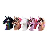 HONMEET Brocha De Maquillaje Profesional Unicornio Para Base Rubor y Polvos Para Mujeres y Niñas Diseño Creativo Mango De Plástico Blanca