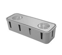 HONMEET Caja Organizadora de Cables Gris de Plástico, Contenedor para Enchufes y Cables de Datos, Orificios para Ventilación, Adecuado para Escritorio, Oficina y Hogar, Gestión