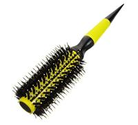HONMEET Cepillo de Viaje para El Cabello Pequeño Redondo de Cerdas Suaves Antideslizante Portátil para Peinar Cabello Corto Y Rizado con Tubo de Aluminio Y Cerdas de Cerdo Mango de Madera