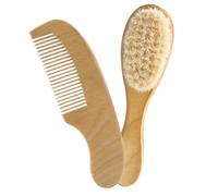 HONMEET Cepillo y Peine para Cuidado de Recién Nacido con Cerdas de Lana Natural y Madera Ergonómica para Piel Sensible para Higiene Diaria