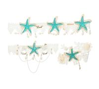 HONMEET Conjunto De Unidades De Accesorios Para Pelo Verano Estilo Bohemio Con Diadema Collar De Encaje y Pulsera Decoraciones Femeninas Con Perlas y Estrella De Mar Para Bodas y Fiestas
