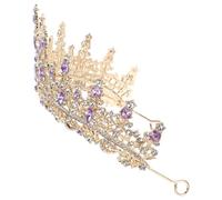 HONMEET Diadema de Boda con Cristales de Estrás en Aleación de Zinc Diseño Barroco Europeo Mini Diadema Lujosa en Color Dorado Púrpura para Novias Fiestas y Graduaciones