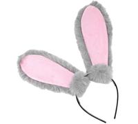 HONMEET Diadema de Orejas de Conejo de Peluche Gris Suave para Cosplay y Fiesta de Pascua Accesorio Cómodo para Adultos para Disfraces y Eventos Festivos