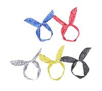 HONMEET Diademas Orejas De Conejo y Lazos De Cachemira 5 Piezas Tamaño Medio Para Mujer y Niña Uso Diario y Fiestas Estampado Mixto