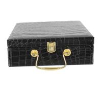 HONMEET Estuche para Cigarros de Viaje Tapa Abatible, Caja de Almacenamiento Portátil de Madera y PU Interior Eva (20,5x20,5x7,5 Cm), Resistente Asa, Contenedor Reutilizable