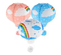 HONMEET Farolillos de Papel Diseño Único Globo de Aire Caliente Reutilizables de 30cm y Fácil de Colgar Pack de 3 Piezas para Decoración de Bodas y Fiestas de Cumpleaños