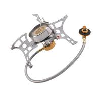 HONMEET Hornillo Camping Portátil Antiviento Quemador Compacto Resistente Alta Temperatura Estufa Exterior Duradera para Acampada Combustible y Prolongado