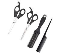 HONMEET Juego De 4 Uds. herramientas para peinar el cabello barber tools peine para hombres Peine de pelo para hombres suministros para cortar el cabello tijeras de peluqueria Black