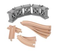 HONMEET Juego de Accesorios para Tren de Madera con Muelle del Puente y Piezas para Vías Curvas, Compatibles y Resistentes para Niños en Juegos de Construcción