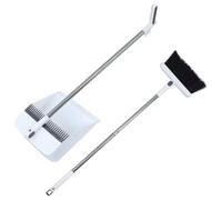 HONMEET Juego de Escoba y Recogedor Plegable Color Claro 2 Piezas para Limpieza del Hogar con Mango Desmontable, Diseño Antiadherente para Pelo y Recogedor con Dientes Peine, Adecuado