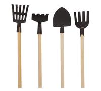 HONMEET Juego de Jardinería Infantil Mini 4 Piezas Pala, Rastrillo y Seguro, Accesorios para Casas de Muñecas y Decoración de Jardín Pequeño