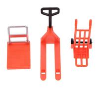 HONMEET Juego de Mini Montacargas de Construcción de Plástico Naranja Set de 3 Vehículos Pequeños Carretilla Elevadora Plataforma y Carretilla Manual para Juguete Educativo Seguro y