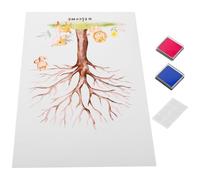 HONMEET Kit de Fiesta de revelación de género para Shower, Libro de visitas árbol de Huellas, Cartel Interactivo, 1 póster, 2 tintas Azul y Rosa, Adhesivos para Recuerdos