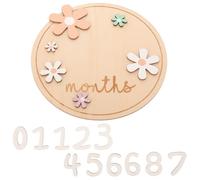 HONMEET Letreros Mensuales de Madera para Recién Nacido, Carteles Redondos de 17x17 Cm para Fotografía de Progresos Mensuales, Accesorios Ligeros para Decoración y Obsequio en Shower
