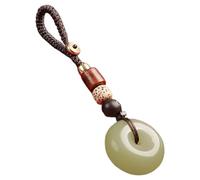 HONMEET Llavero para Bolso de Jade Sintético Colgante de Hebilla de Paz en Forma de Dona, Accesorio Creativo para Llaves de Coche, Protección y Fortuna para Año Chino Color Aleatorio