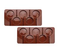HONMEET Molde de Silicona para Piruletas Redondo Marrón 2piezas, Antiadherente y Fácil de Limpiar, Adecuado para Hornear y Hacer Chocolate en Casa