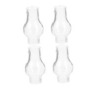 HONMEET Pantalla de Vidrio para Lámpara de Aceite 4 Piezas Transparente Resistente al Viento y Alta Temperatura, Repuesto para Lámparas Antiguas y Decoración en Hogar y Eventos